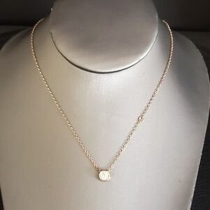 Kenneth Jay‎ Lane Round CZ Solitaire Necklace Gold Plate Dainty Classic KJL